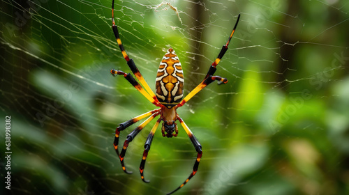 Banana Spider in Rainforest Arachnid with Unique appearance Intricate Web Building Skills AI Generative
