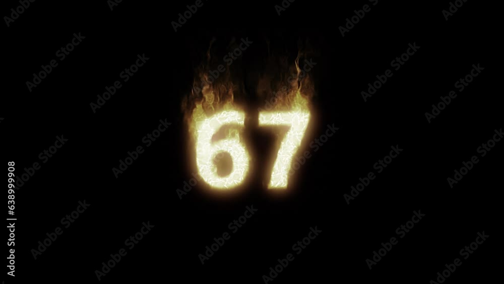 Burning Number 67. Fire Number. Alpha Channel. Transparent Background Burning Number 67. Fire Number. Alpha Channel. Transparent Background