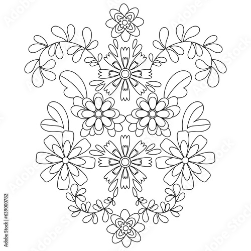 Mexican embroidery in black outline coloring page