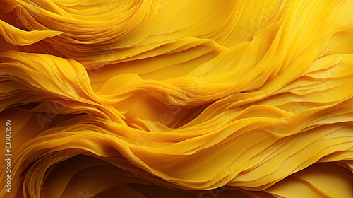Beautiful Wavy Yellow Soft Fabric Flowing as Abstract Background AI Generative