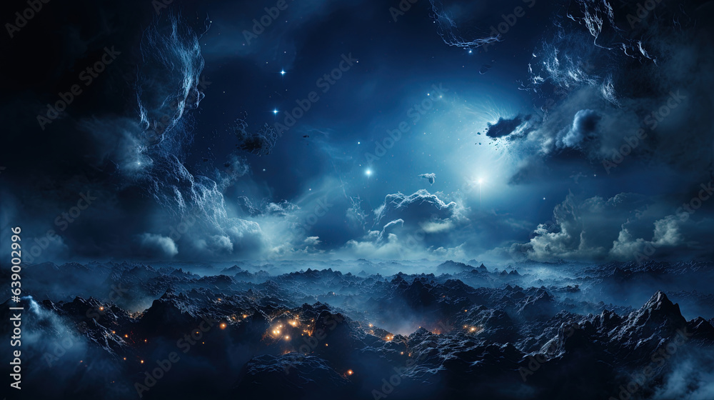 Panorama View Universe Space Shot of Milky Way Galaxy with Stars on a Night Sky Background AI Generative