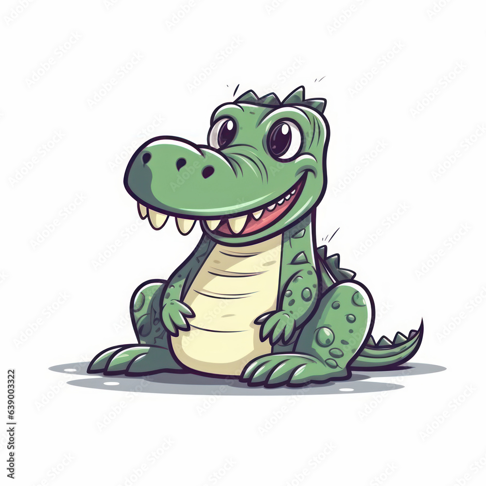 Obraz premium A cartoon illustration of a crocodile. Generative AI.
