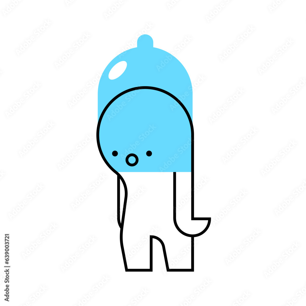 Condom on head. Concept funny stupid person Condom on head. Concept funny stupid person