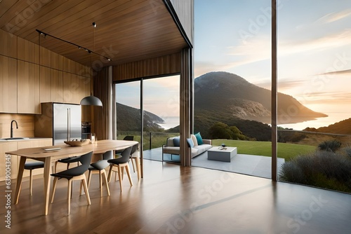 modern living room in the Mountains. © sarmad