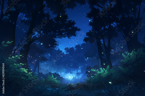 Forest Night Starry Sky Fairy Tale Adventure Full moon fireflies