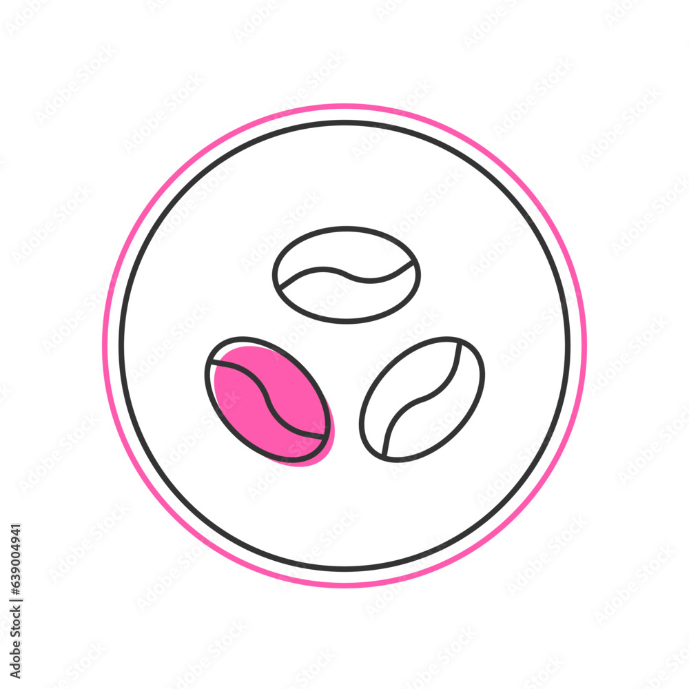 Filled outline Coffee beans icon isolated on white background. Vector