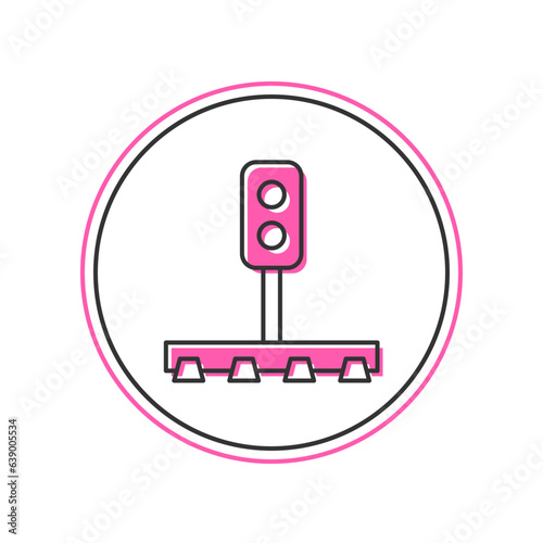 Filled outline Train traffic light icon isolated on white background. Traffic lights for the railway to regulate the movement of trains. Vector