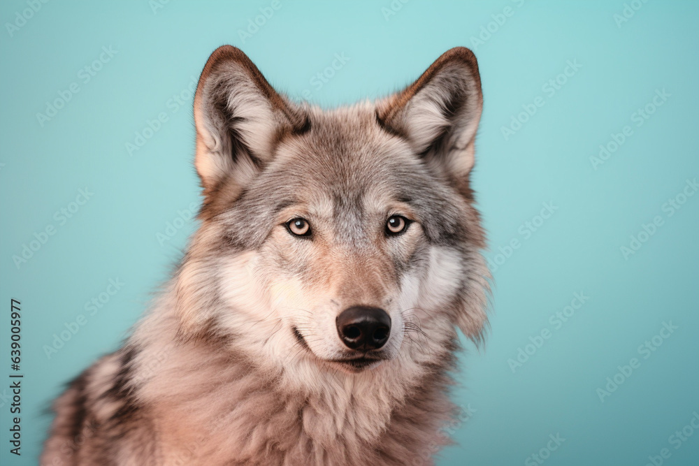 Portrait of wolf on pastel background