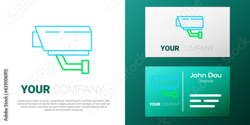 Line Security camera icon isolated on white background. Colorful outline concept. Vector