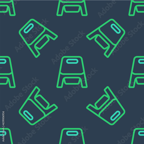 Line Baby potty icon isolated seamless pattern on blue background. Chamber pot. Vector © Kostiantyn