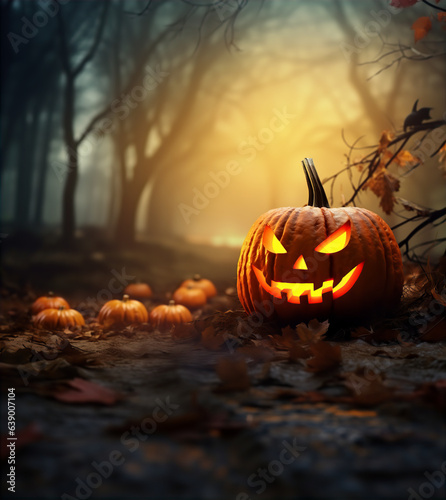 Halloween Pumpkin Scary Spooky Poster Background Wallpaper Illustration