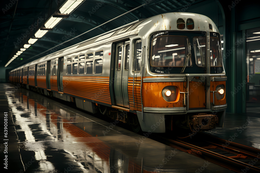Fototapeta premium Modern high speed train in the metro station