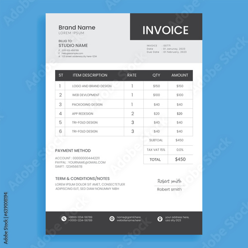 Free black invoice template