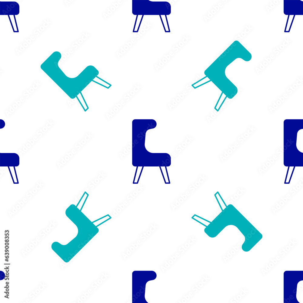 Blue Armchair icon isolated seamless pattern on white background. Vector Blue Armchair icon isolated seamless pattern on white background. Vector