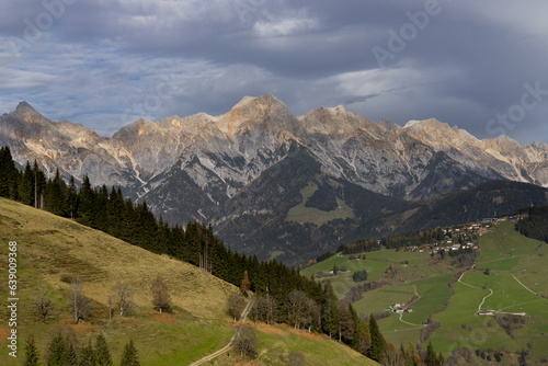 High mountains near Maria Alm village in Austrian Alps in Autumn