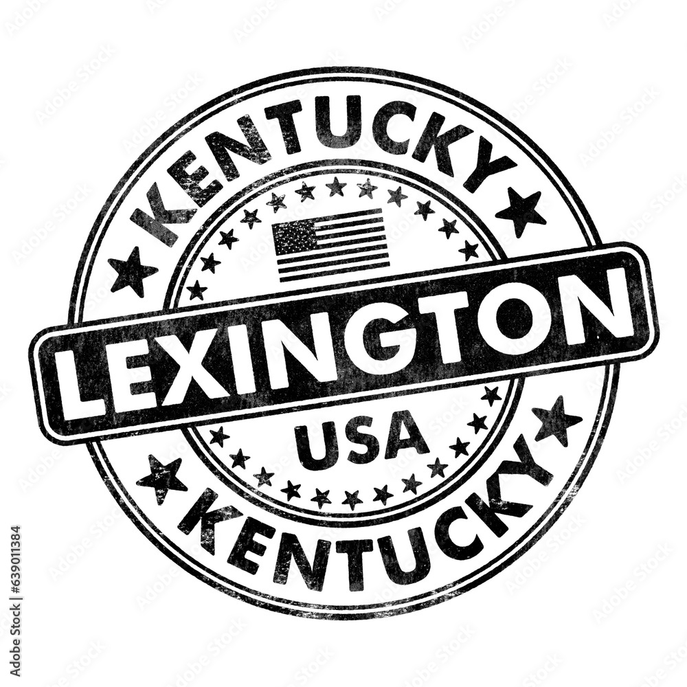 City of Lexington, Kentucky circular rubber stamp seal with distressed texture isolated on transparent background