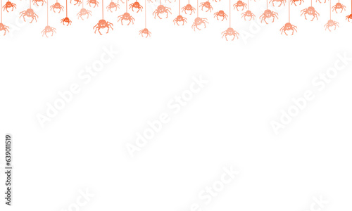 confetti halloween spider hanging border orange cute spiders hanging background isolated on white