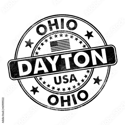 Fotografía City of Dayton, Ohio circular rubber stamp seal with distressed texture isolated