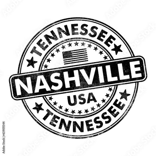 City of Nashville, Tennessee circular rubber stamp seal with distressed texture isolated on transparent background