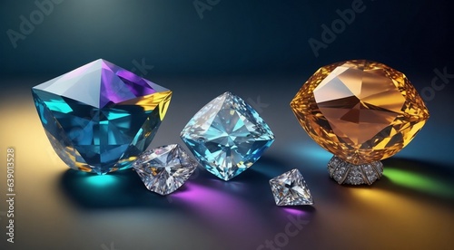 set of diamonds  colored diamonds on abstract background