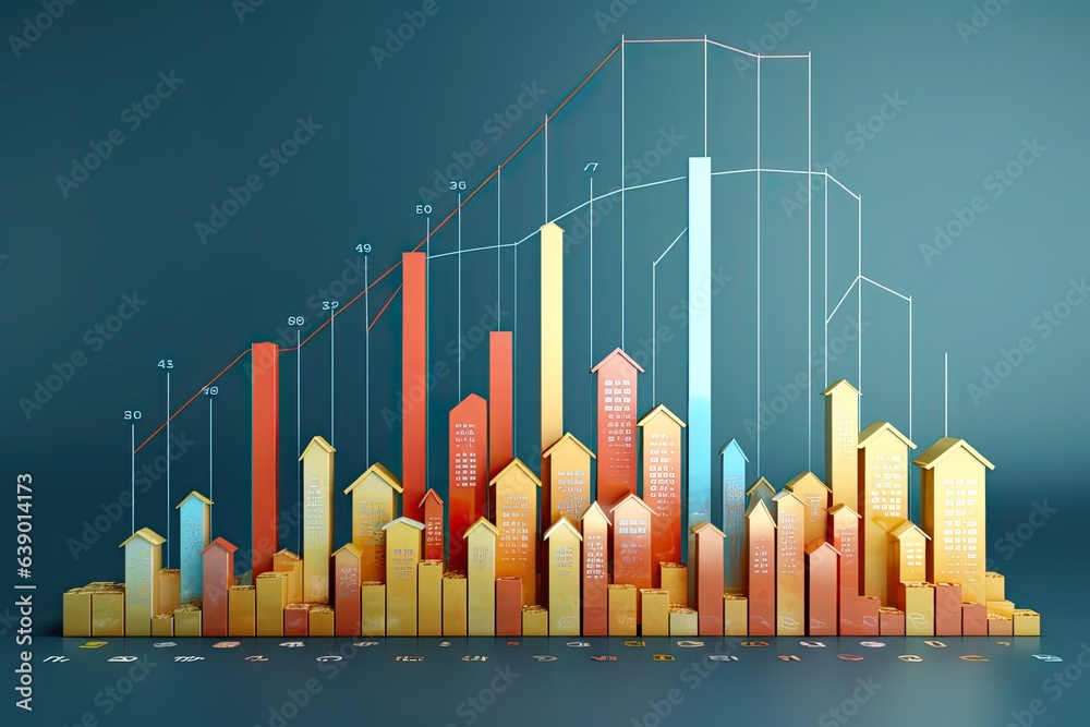 Obraz premium Real estate graph: digital concept for business. Photo generative AI