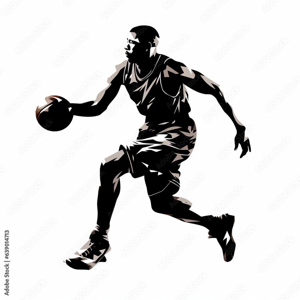 basketball player silhouette isolated on white