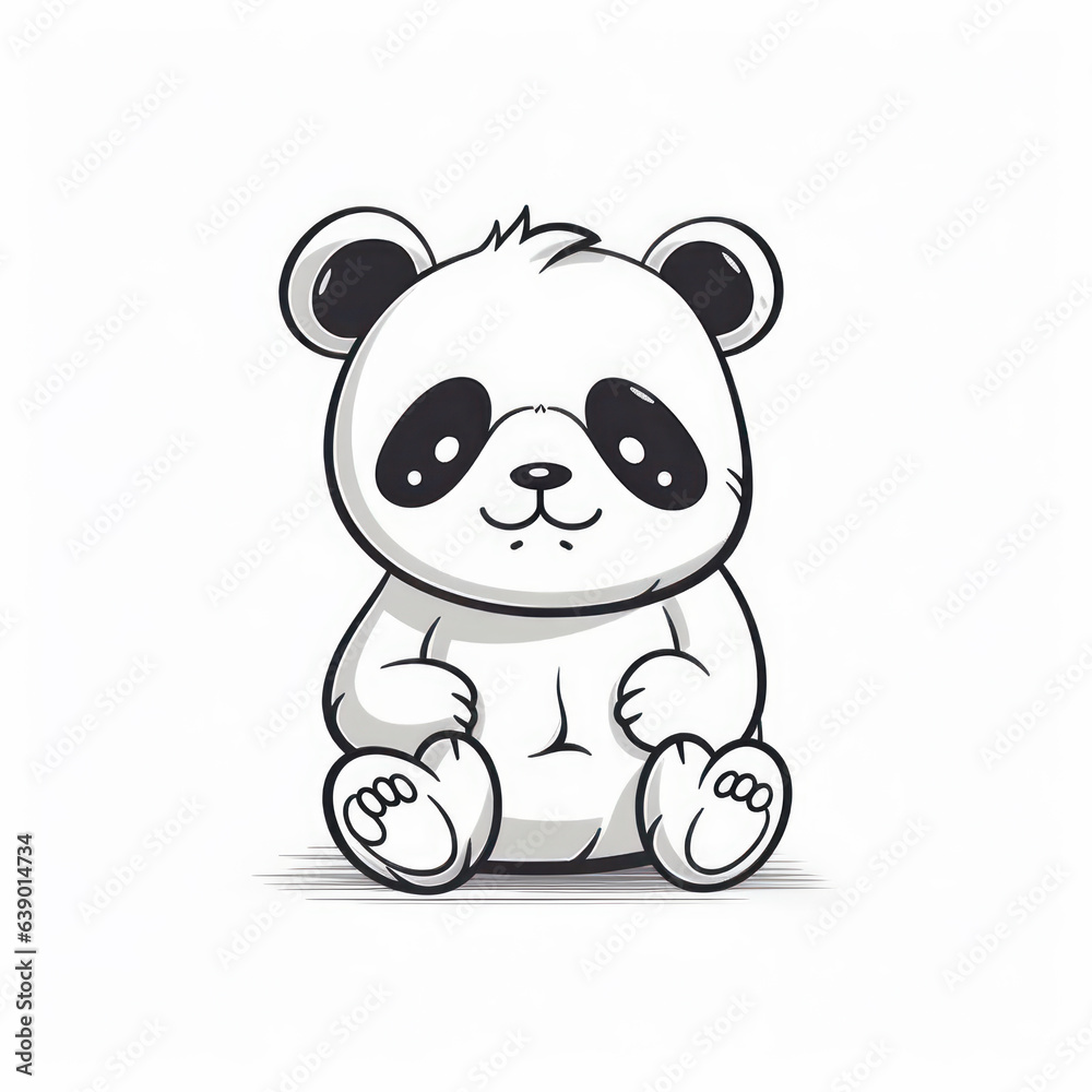A cartoon illustration of a Panda Bear. Generative AI. A cartoon illustration of a Panda Bear. Generative AI.