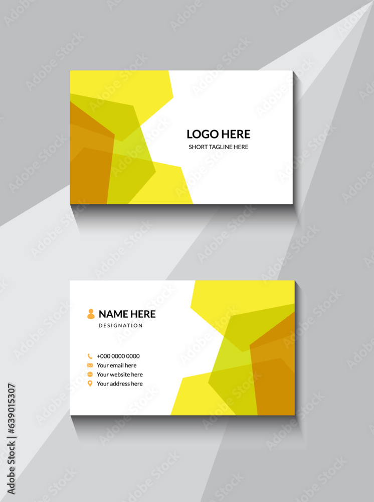 Yellow double sided business card template Yellow double sided business card template