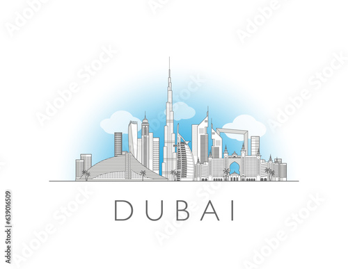 Dubai city United Arab Emirates cityscape illustration skyline