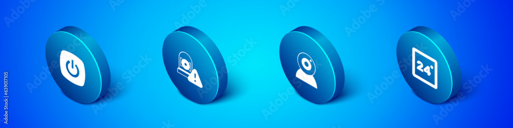 Set Isometric Smart home, Web camera, Thermostat and Ringing alarm bell icon. Vector Set Isometric Smart home, Web camera, Thermostat and Ringing alarm bell icon. Vector