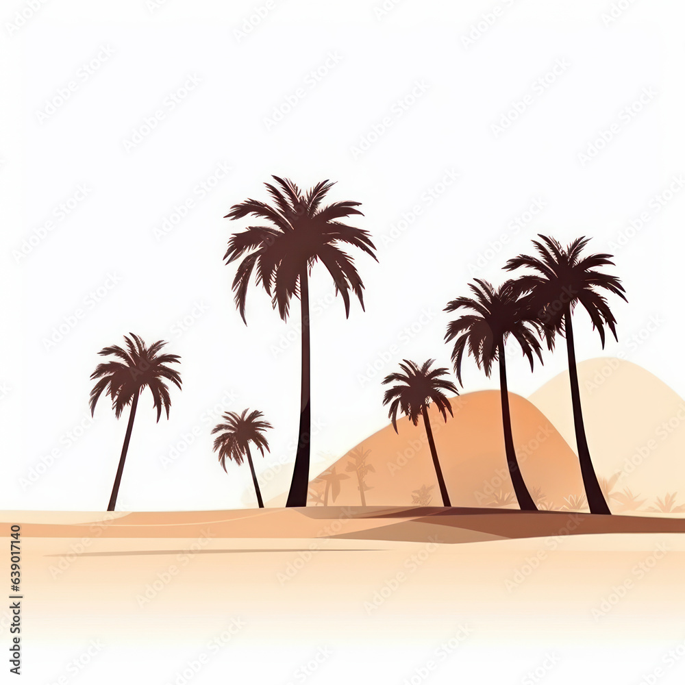 A cartoon illustration of a Palm Tree. Generative AI.