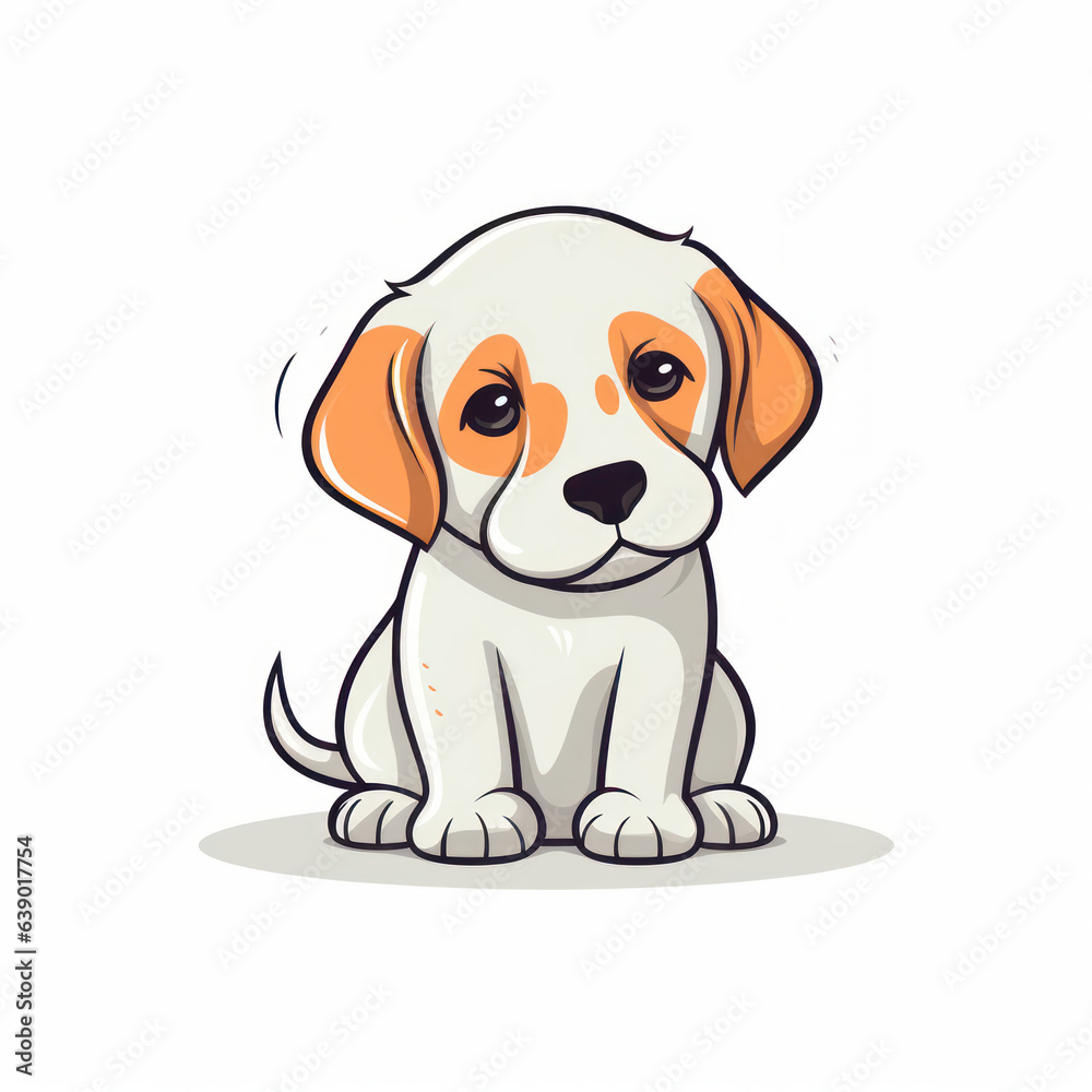 A cartoon illustration of a puppy. Generative AI.