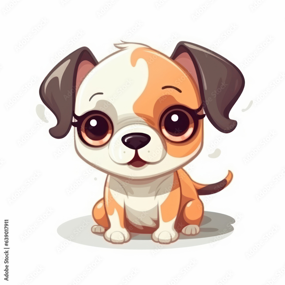 A cartoon illustration of a puppy. Generative AI. A cartoon illustration of a puppy. Generative AI.
