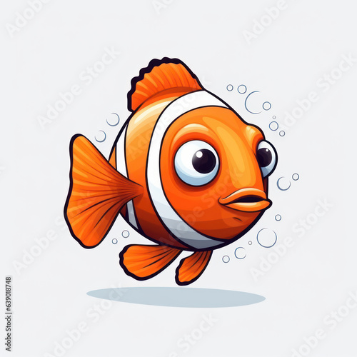 A cartoon illustration of a Nemo fish. Generative AI.