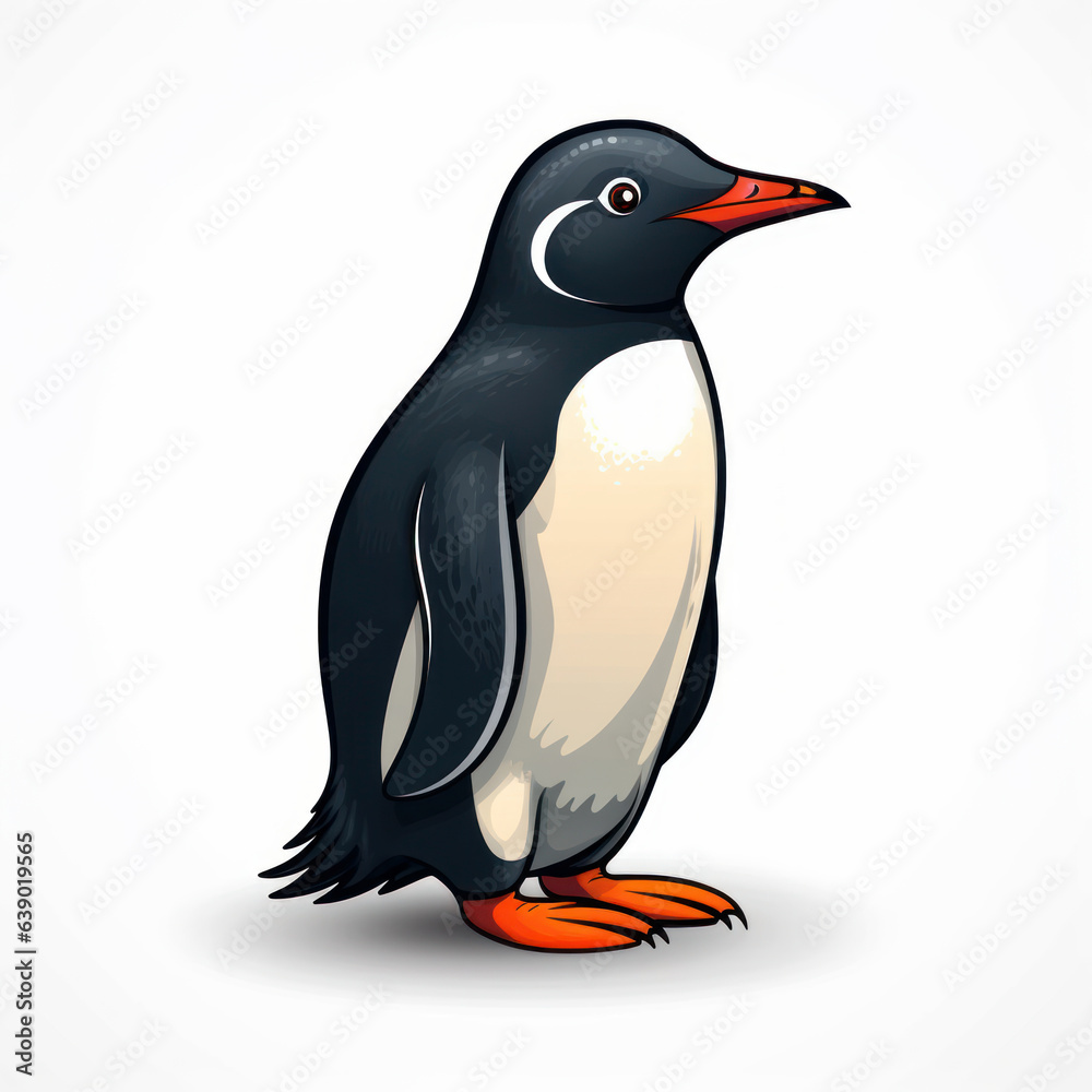 Obraz premium A cartoon illustration of a penguin. Generative AI.