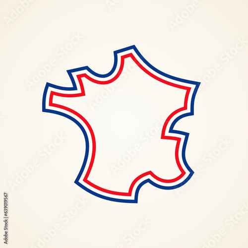 France - Stylized outline map in colors of the flag