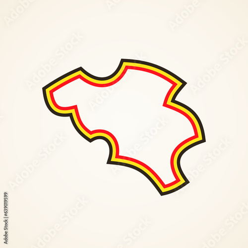 Belgium - Stylized outline map in colors of the flag