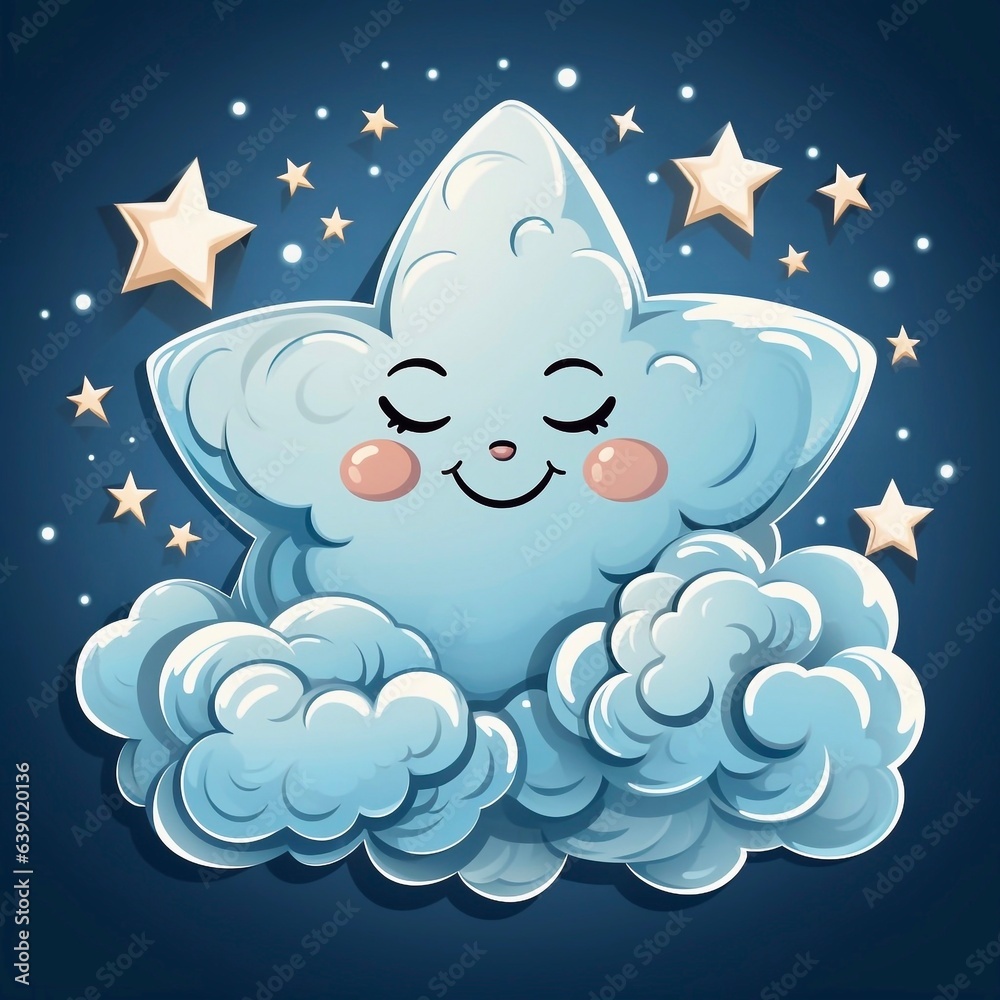 Star and cloud cartoon, generative Ai Star and cloud cartoon, generative Ai
