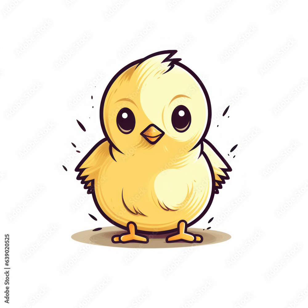 A cartoon illustration of a baby chick. Generative AI.