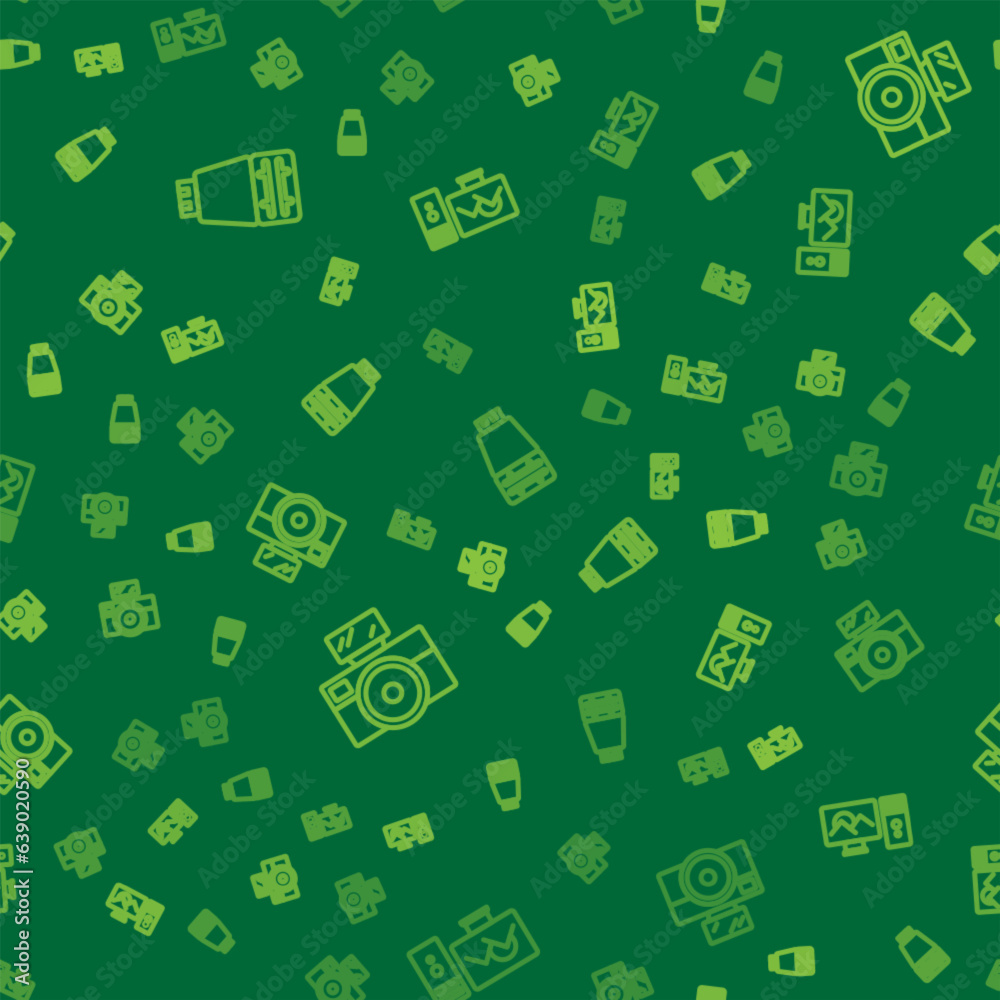 Set line Photo camera flash, with and retouching on seamless pattern. Vector Set line Photo camera flash, with and retouching on seamless pattern. Vector