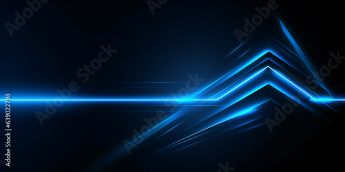 Abstract futuristic background with blue neon lights. Futuristic technology style.