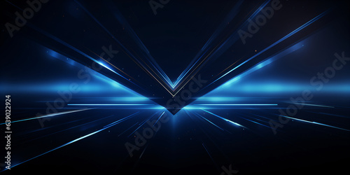 Abstract futuristic background with blue neon lights. Futuristic technology style. © Marc Kunze
