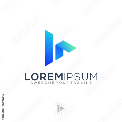 Play media icon with letter IA gradient modern logo design