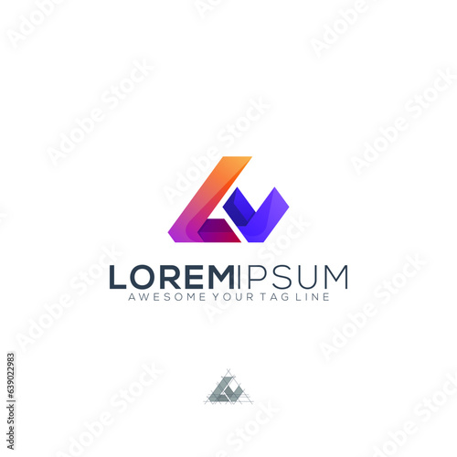 Free Download LV lettering gradient colorful logo design - GFXLoad