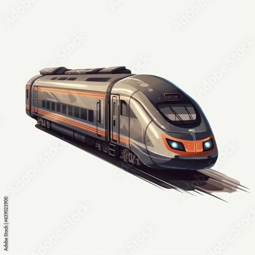 Cartoon illustration of a high speed train. Generative AI.