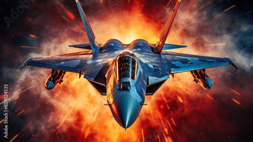 Supersonic Fighter Jet Breaks Sound Barrier and Creates Sonic Boom AI Generated