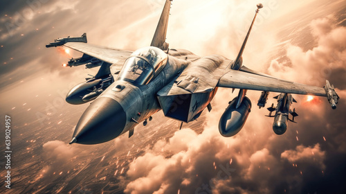 Fotografie, Tablou Mind Controlled Fighter Jet Special Forces Soldiers in Action AI Generated