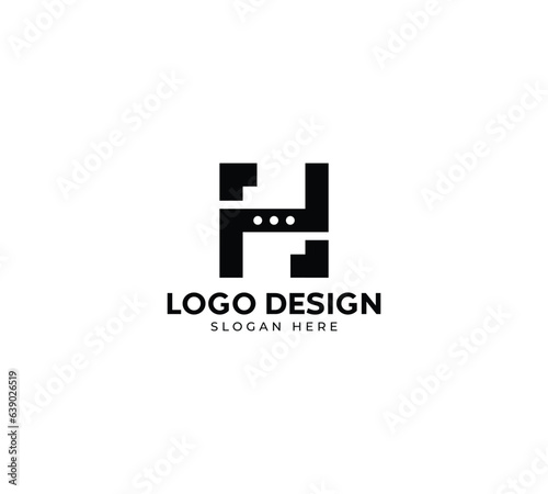 H lettermark monogram logo design, H letter with web hosting monogram logo design template with white background