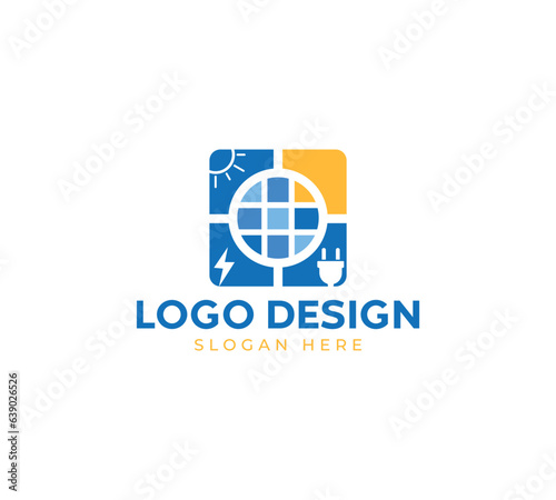 Electrical logo design, Solar Abstract design logo, electrical icon design on luxury background, solar logo concept, solar icon design with black background