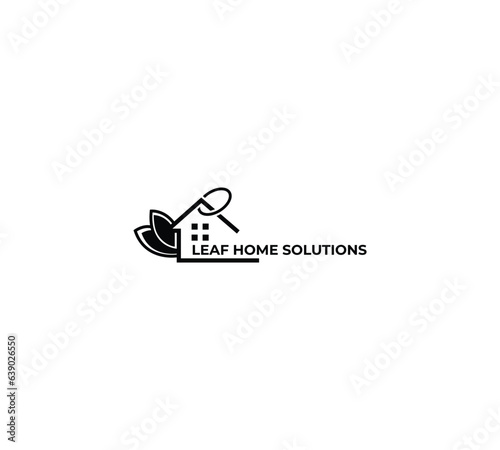 leaf real state logo design, Abstract logo design, leaf icon design on luxury background, home logo concept, house with leaf icon design with black background